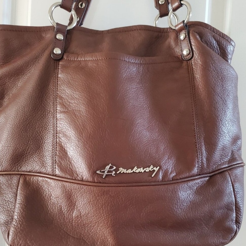 B makowsky leather tote EUC